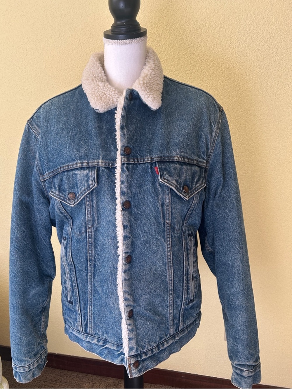 Levi's Denim Sherpa Jacket Logo Tag Vintage